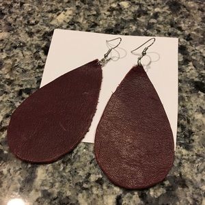 Maroon leather earrings
